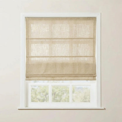 Rowan 30% Natural Linen Roman Shade - Loop Cord Lift