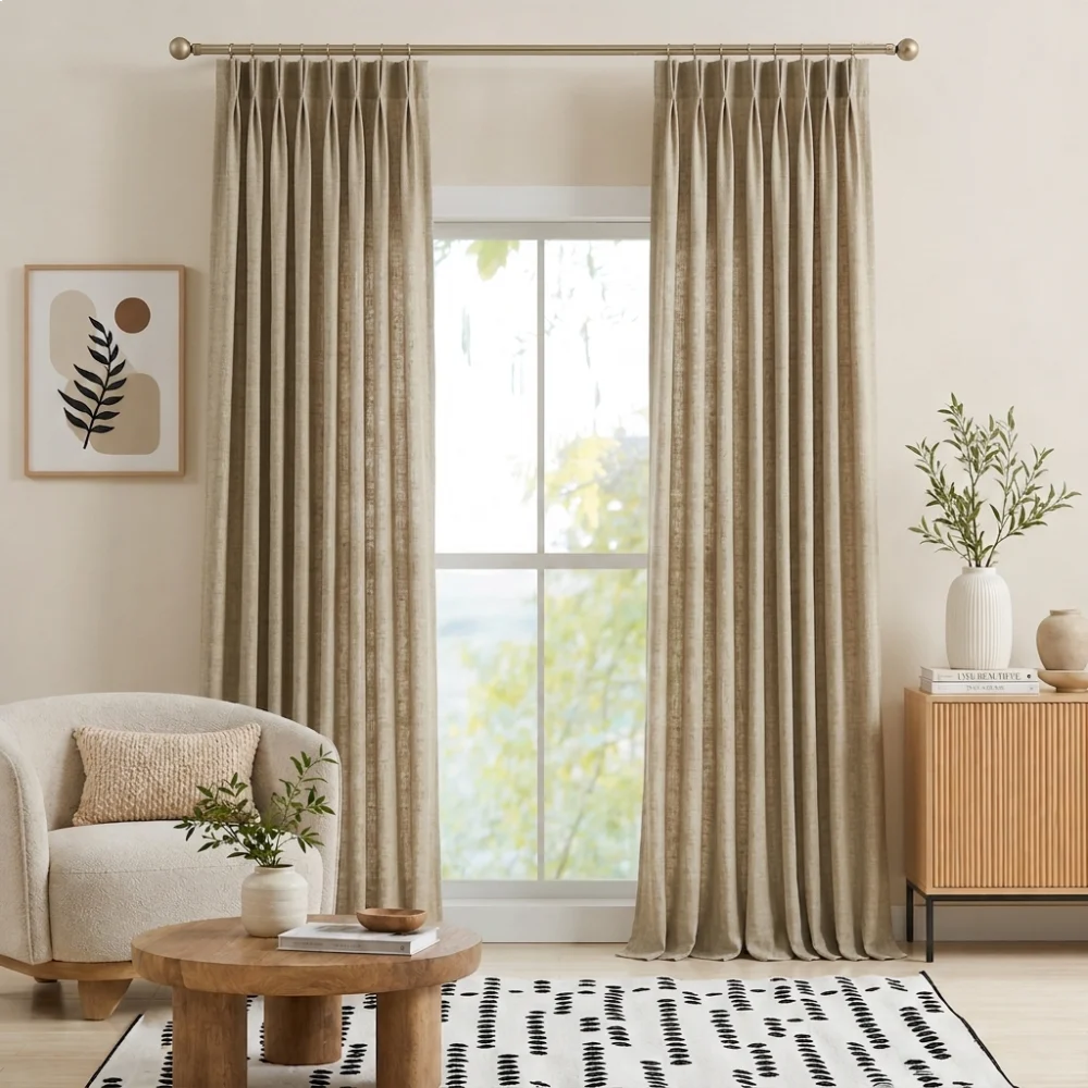 Rowan Luxury Custom Linen Pinch Pleat Curtains for Elegant Living Spaces