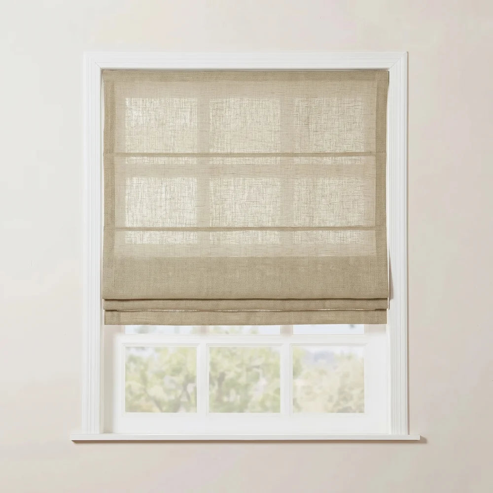 Rowan Tailored Flat Linen Roman Shades - Loop Cord Lift