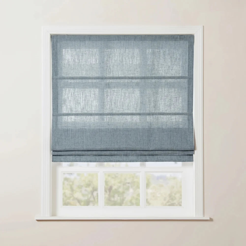 Rowan Premium Linen Flat Fold Roman Shades | Cordless & Motorized