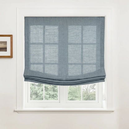 Rowan Custom Natural Linen Relaxed Roman Shades