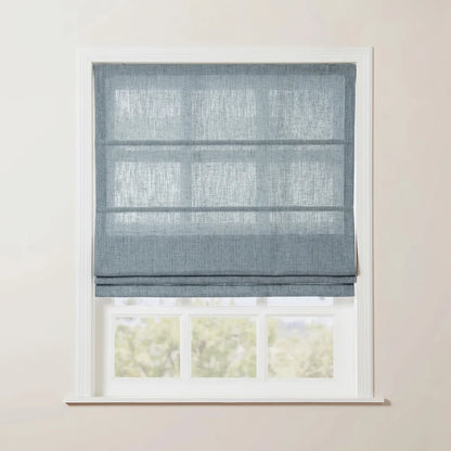 Rowan Tailored Flat Linen Roman Shades - Loop Cord Lift