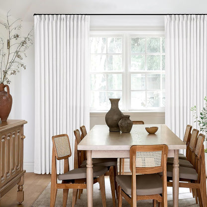Linen Curtains, Pinch Pleated Drapes for Living Room & Bedroom (Pack of 2)