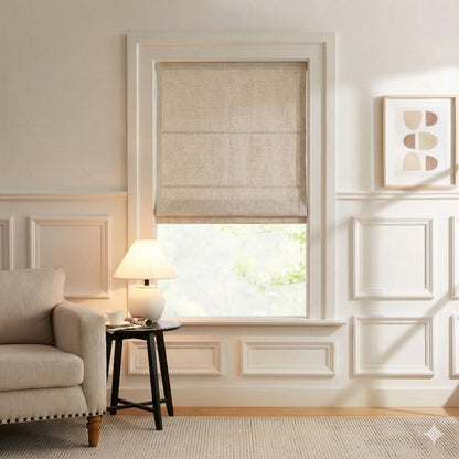 Harper Custom Linen Roman Shades - Smooth Loop Cord Lift