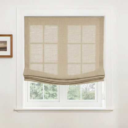 Rowan Custom Natural Linen Relaxed Roman Shades