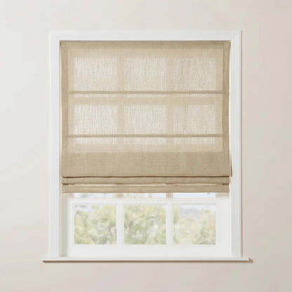 Rowan Tailored Flat Linen Roman Shades - Loop Cord Lift