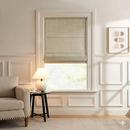 Harper Custom Linen Roman Shades, Motorized & Cordless Options