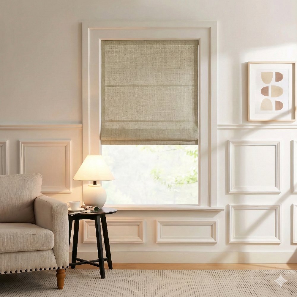 Harper Custom Linen Roman Shades - Smooth Loop Cord Lift