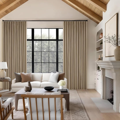 Custom Linen Blackout Curtains, Pinch Pleated Drapes
