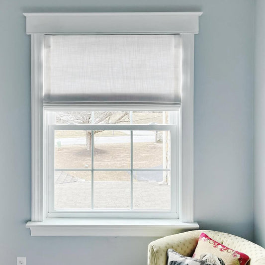 Custom Linen Roman Shades, Blackout & Cordless Options, Morrahome