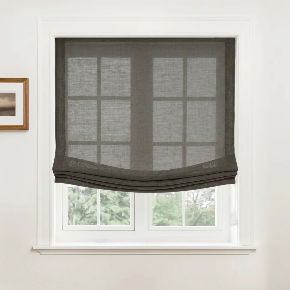 Rowan Custom Natural Linen Relaxed Roman Shades