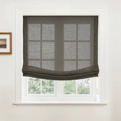 Rowan Custom Natural Linen Relaxed Roman Shades