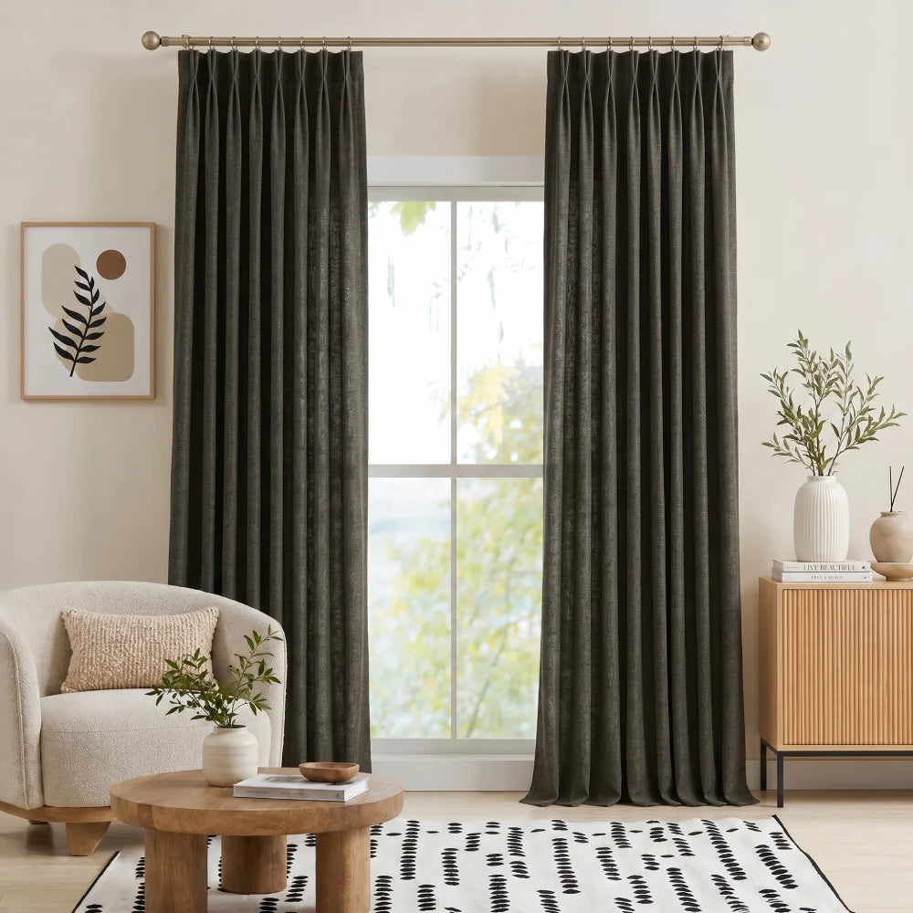 Rowan Luxury Custom Linen Pinch Pleat Curtains for Elegant Living Spaces