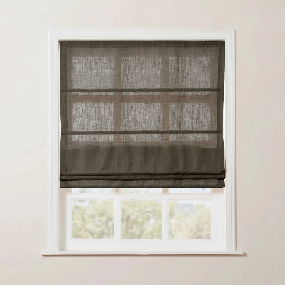 Rowan Tailored Flat Linen Roman Shades - Loop Cord Lift