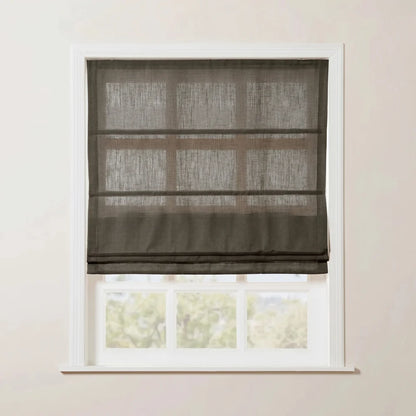 Rowan Tailored Flat Linen Roman Shades - Loop Cord Lift