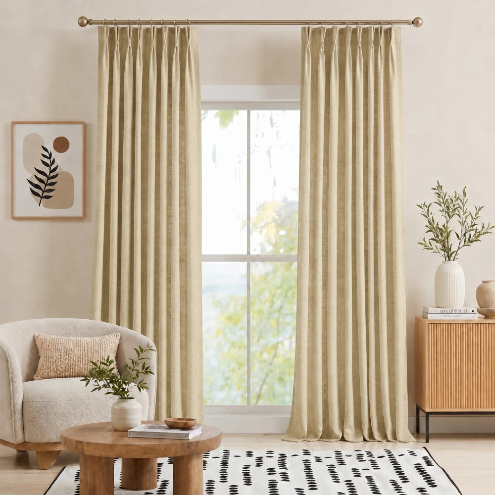 Rowan Luxury Custom Linen Pinch Pleat Curtains for Elegant Living Spaces