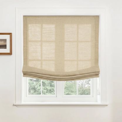 Rowan Custom Natural Linen Relaxed Roman Shades