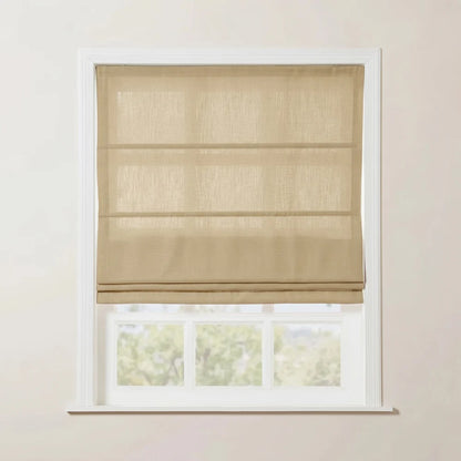 Rowan Tailored Flat Linen Roman Shades - Loop Cord Lift