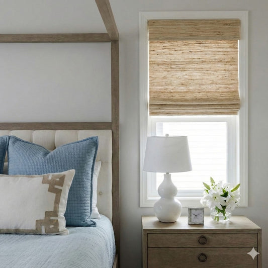 Woven Wood Shades: Natural Ramie Beige (Luxury Edition)