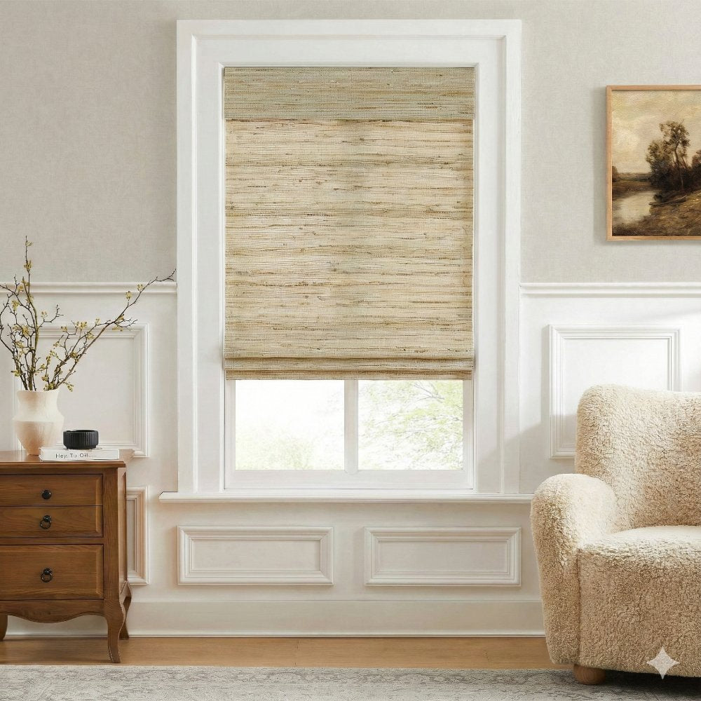 Woven Wood Shades: Natural Ramie Beige (Luxury Edition)