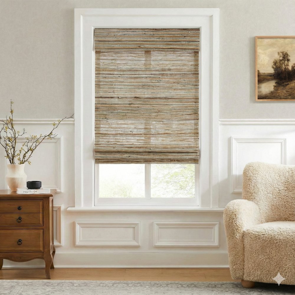 Woven Wood Shades: Natural Ramie Honeynut (Luxury Edition)