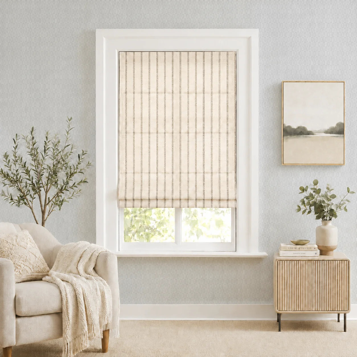 Sawyer Custom Striped Roman Shades