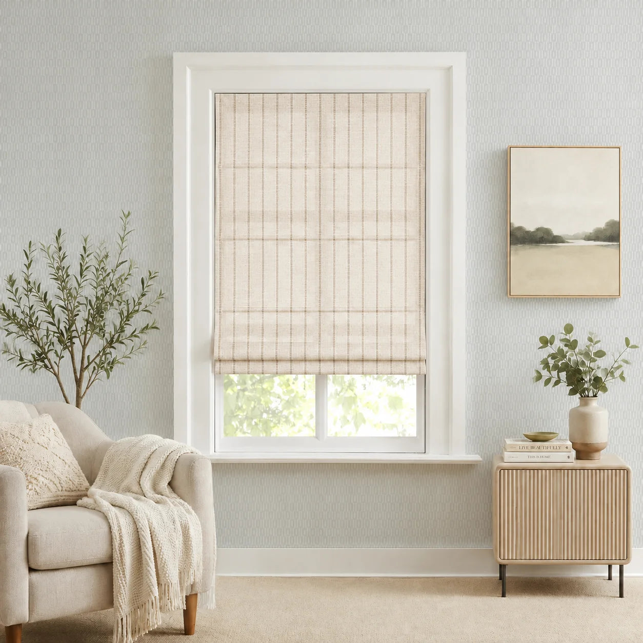 Sawyer Custom Striped Roman Shades