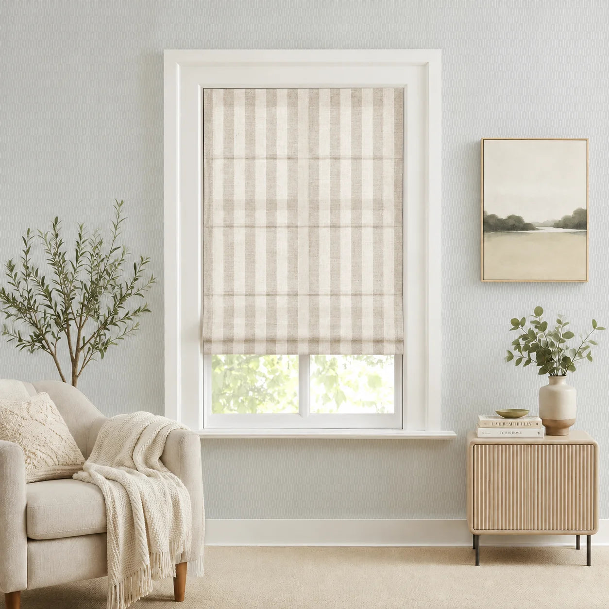 Sawyer Custom Striped Roman Shades