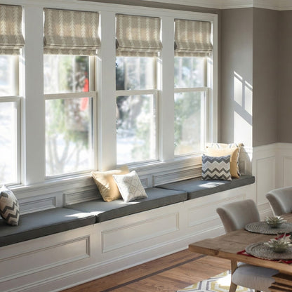 Oatmeal Wheat Stripe Wool-Blend Roman Shade