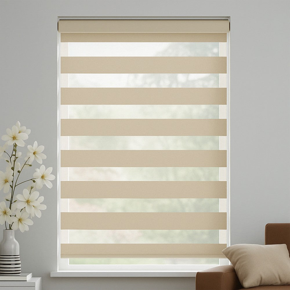 MorraHome Cordless Light Filtering Zebra Blinds for Windows - MorraHome