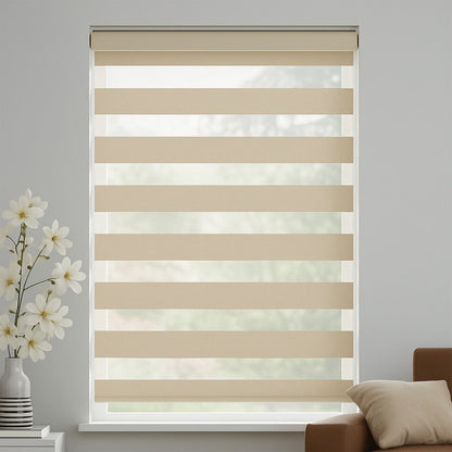 MorraHome Cordless Light Filtering Zebra Blinds for Windows - MorraHome