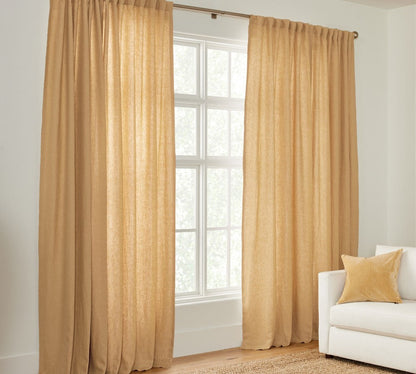 Harvest Gold Belgian Linen Unlined Curtain - Sunny Warm Glow for Windows