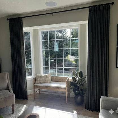 Ultimate Black linen blackout curtains for 100% light blocking performance