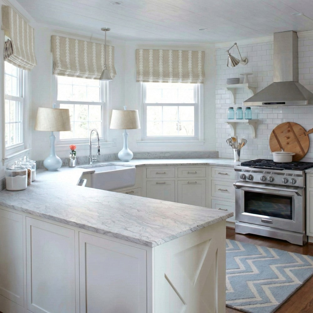 Oatmeal Wheat Stripe Wool-Blend Roman Shade