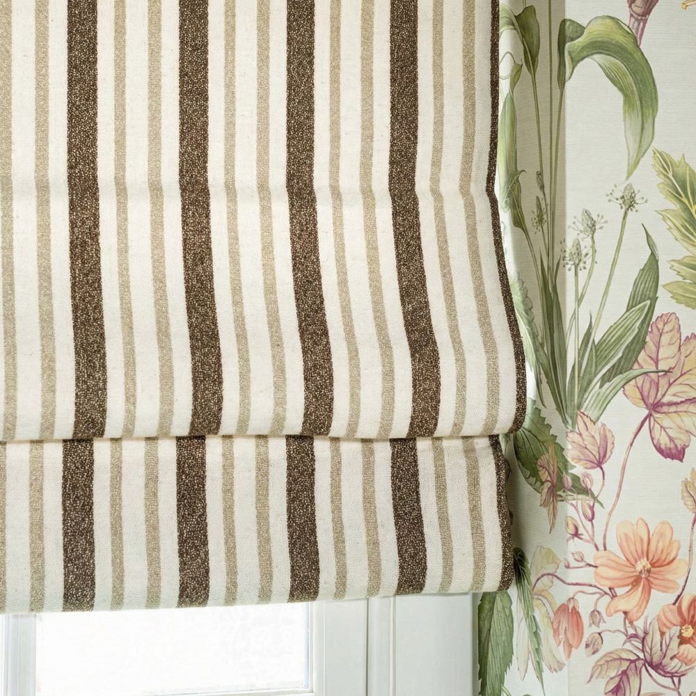 Earth Tone Heritage Stripe Custom Wool-Blend Roman Shade