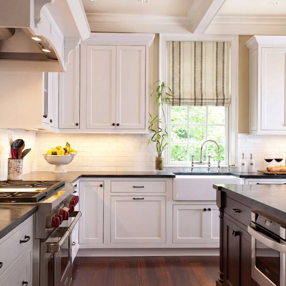 Custom Wool Blend Striped Roman Shades - The Artisan Vine Collection