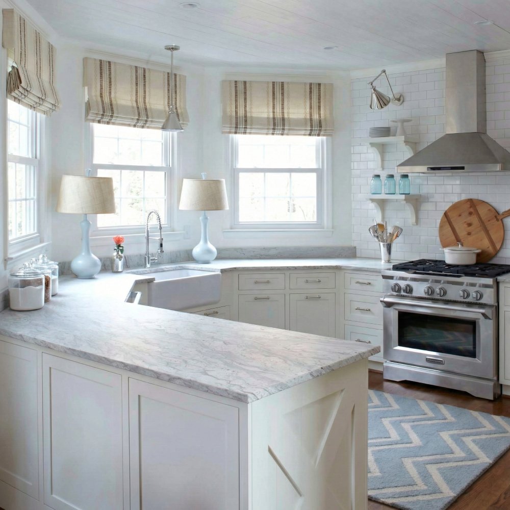 Custom Wool Blend Striped Roman Shades - The Artisan Vine Collection