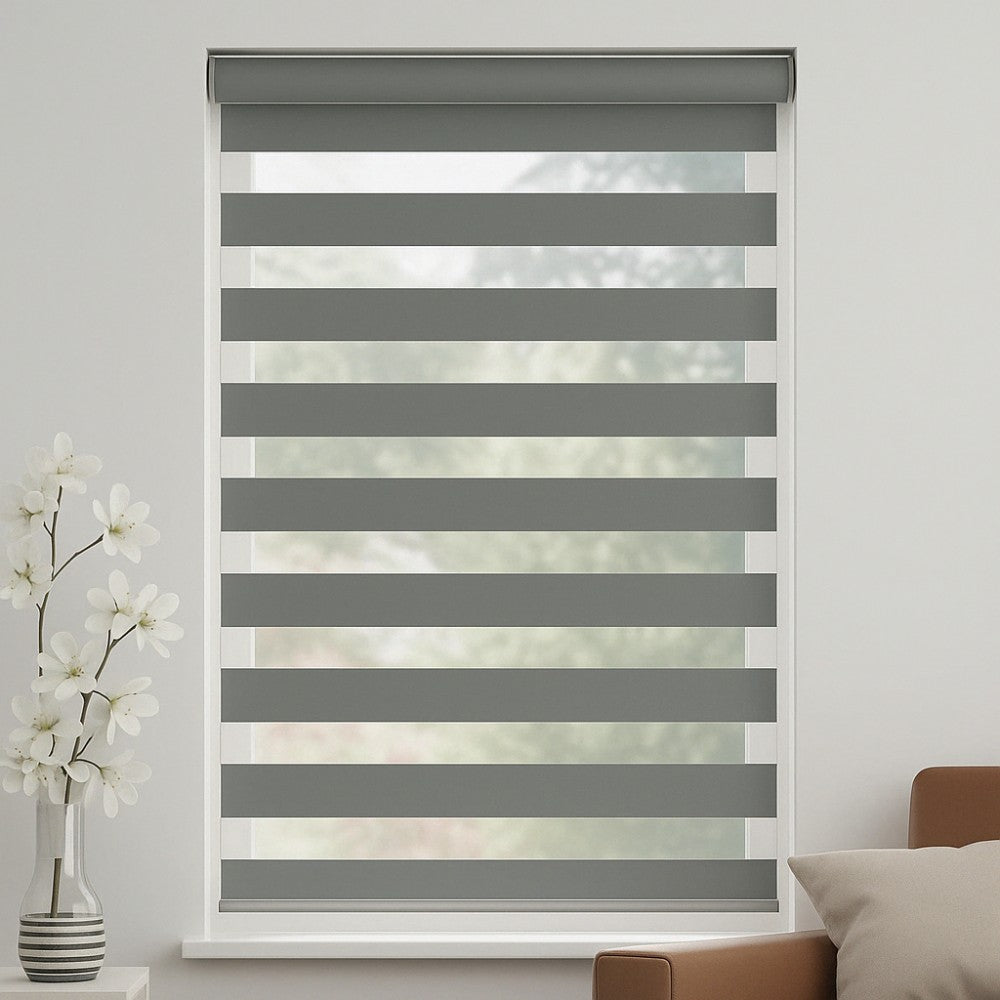 MorraHome Cordless Light Filtering Zebra Blinds for Windows - MorraHome