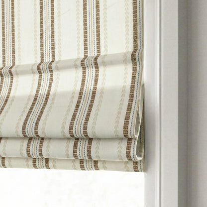 Custom Wool Blend Striped Roman Shades - The Artisan Vine Collection