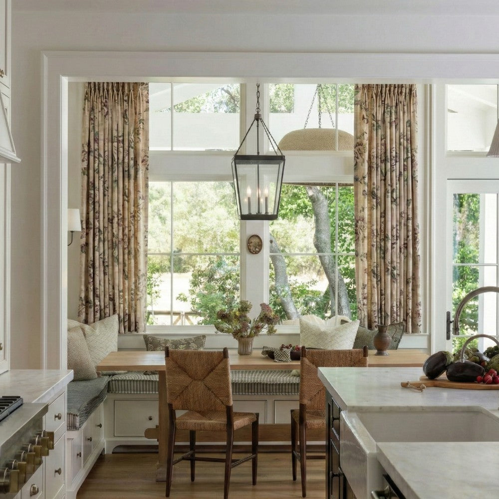 English Rose & Peony Floral Linen Curtains - Custom Romantic Botanical Drapes