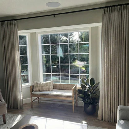 Classic Gray custom linen blackout curtains for full light control