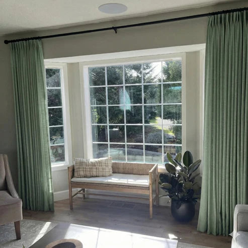 Refreshing Lagoon light blocking linen curtains for a coastal custom look