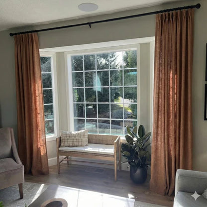 Warm Orange Copper light blocking linen curtains with custom measurements
