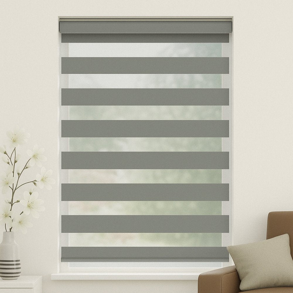 MorraHome Cordless Light Filtering Zebra Blinds for Windows - MorraHome