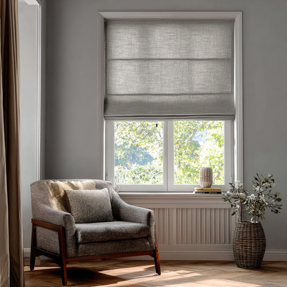 Custom Linen Roman Shades, Blackout & Cordless Options, Morrahome