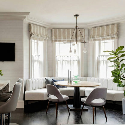 Oatmeal Wheat Stripe Wool-Blend Roman Shade