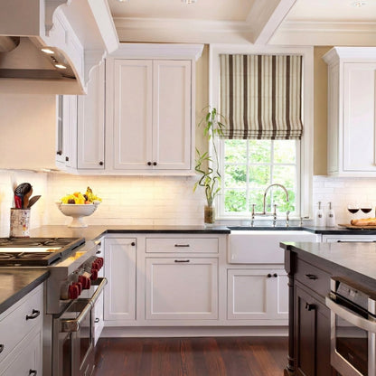 Earth Tone Heritage Stripe Custom Wool-Blend Roman Shade