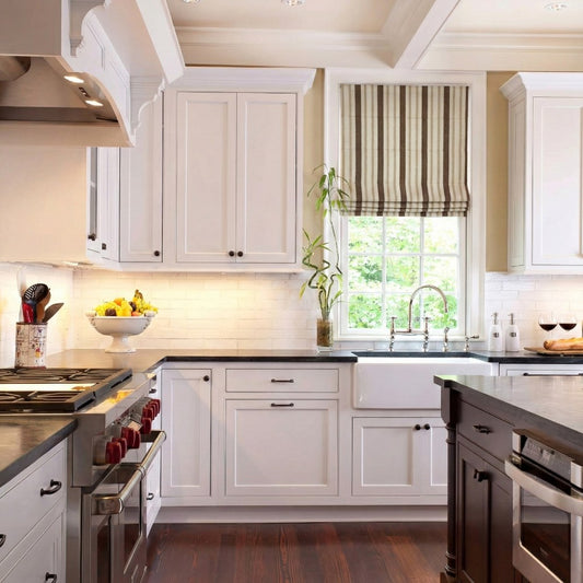 Earth Tone Heritage Stripe Custom Wool-Blend Roman Shade