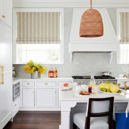 Oatmeal Wheat Stripe Wool-Blend Roman Shade