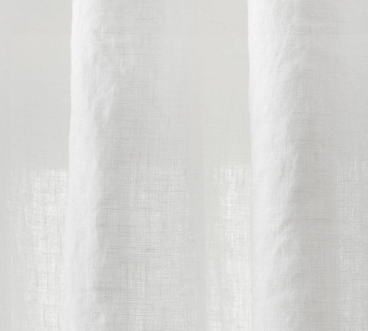 Custom White Belgian Flax Linen Unlined Curtain Fabric